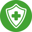Icono de salud en un escudo