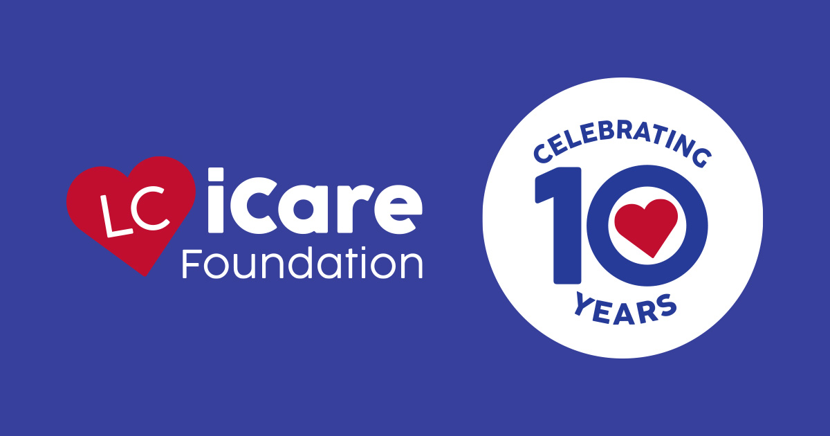 iCare 10th Anniversary_header LC iCare Foundation logo next to a commemorative badge celebrating the foundation's 10th anniversary.